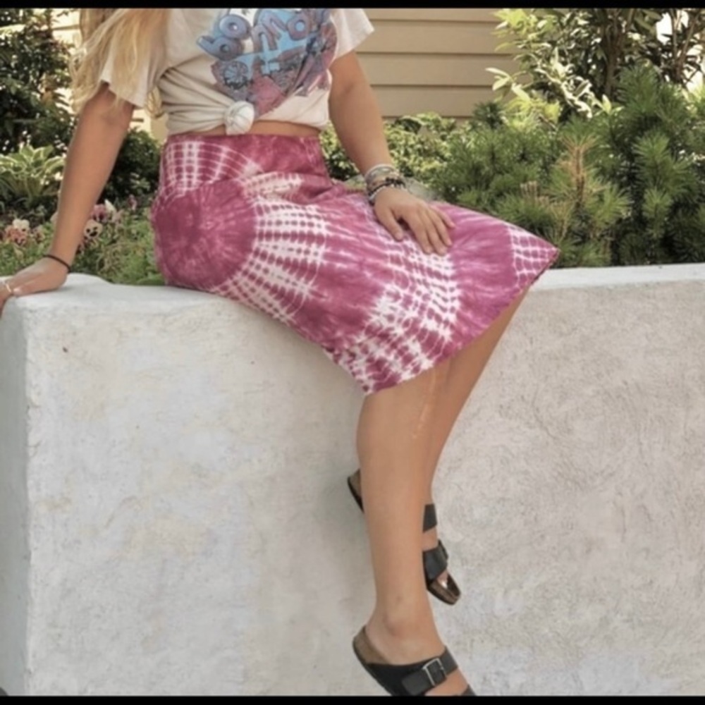 Lucky Brand Skirt Pink Tie Dye A-Line XS Mini Boho Casual Hippie Retro